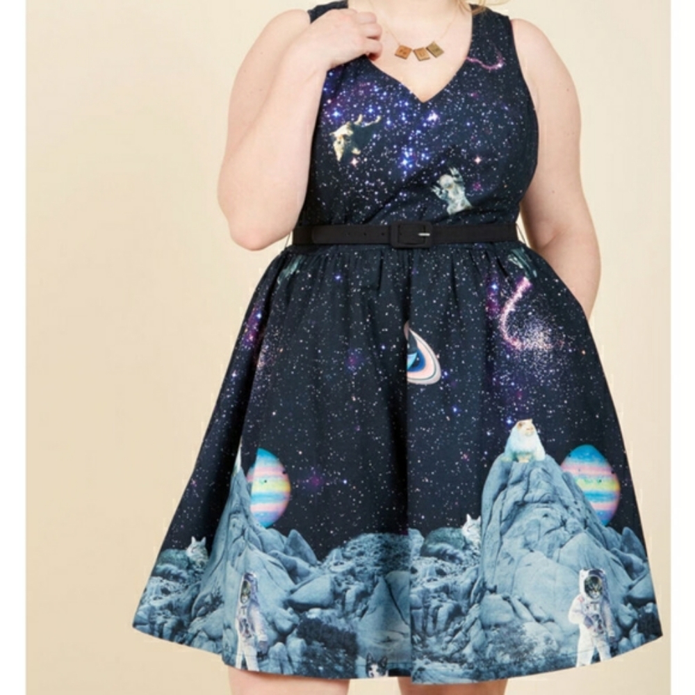 NWOT Modcloth space kitty astronaut cat dress 4x